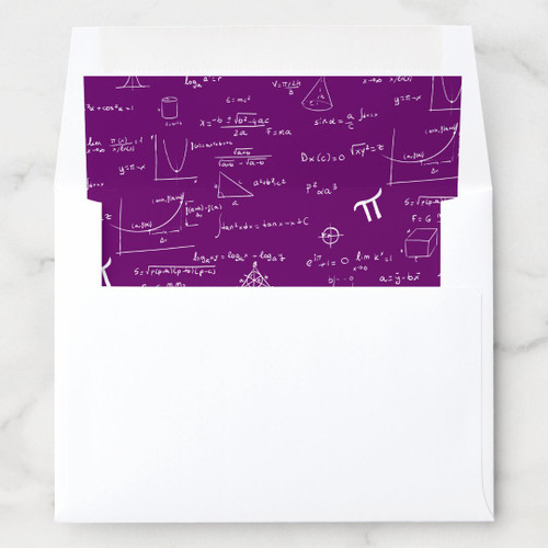 Elegant Purple Math Formulas Pattern Envelope Liner