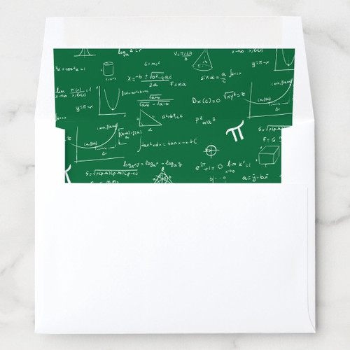 Elegant Green Math Formulas Pattern Envelope Liner