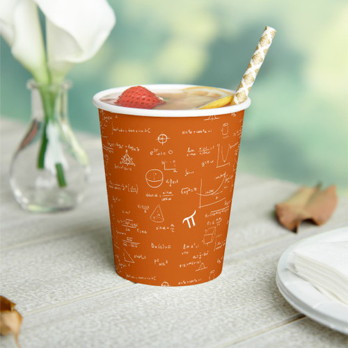 Simple Orange White Math Pattern Paper Cups