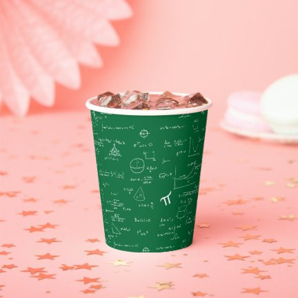 Simple Green White Math Pattern Paper Cups