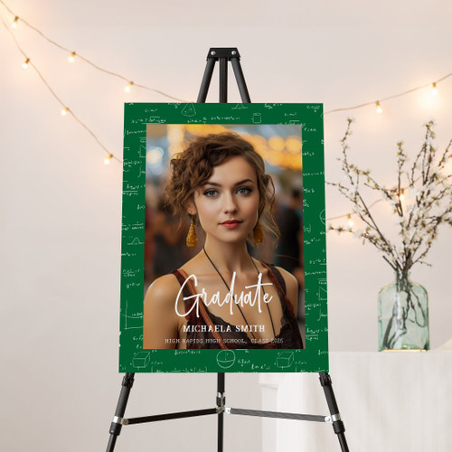 Elegant Green Math High School Graduate Photo Foam Board