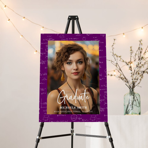 Elegant Purple Math High School Graduate Photo Foam Board