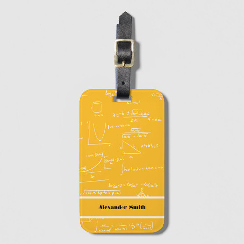 Cute Yellow Math Equations Pattern Travel Luggage Tag