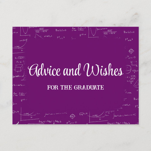 Purple Math Graduation Party Advice for Graduate Enclosure Card