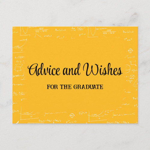 Yellow Math Graduation Party Advice for Graduate Enclosure Card