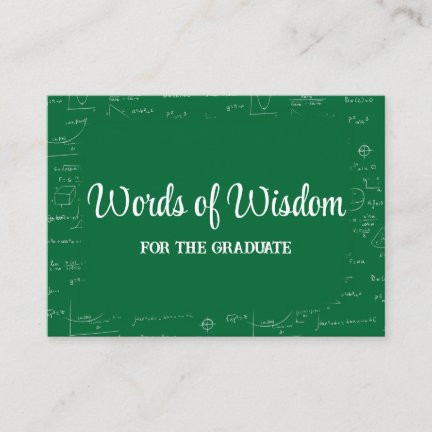 Green and White Graduate Words of Wisdom Advice Enclosure Card