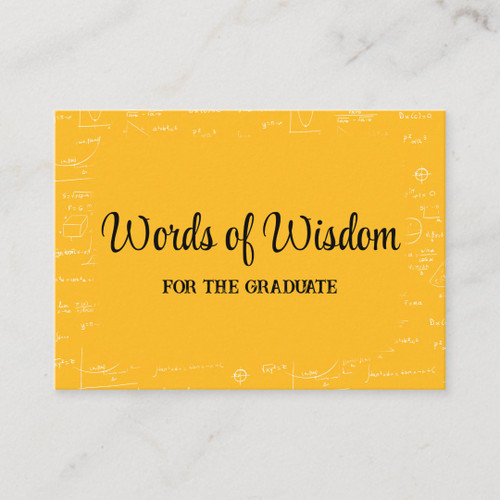 Yellow Black Graduate Words of Wisdom Advice Enclosure Card