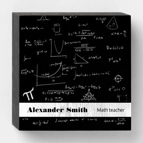 Black and White Math Teacher Wooden Box Sign