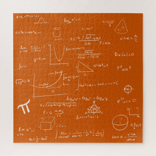 Orange Mathematic Formulas and Equations Jigsaw Puzzle