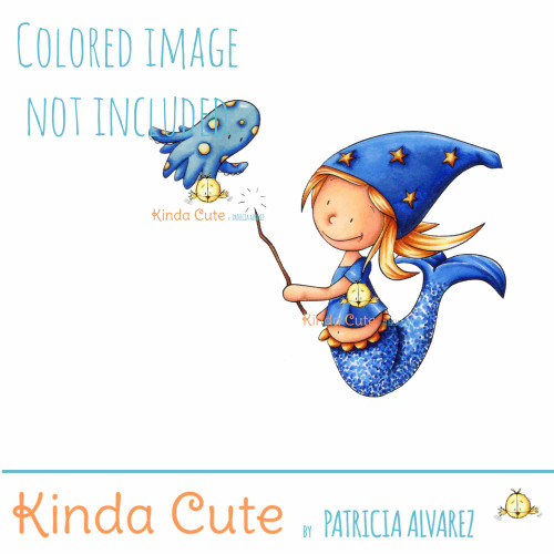 Sorcerer mermaid with an octopus digital stamp