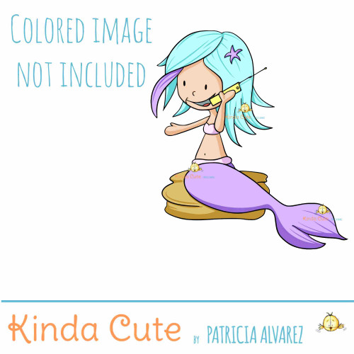 Mermaid making a phone call digital stamp