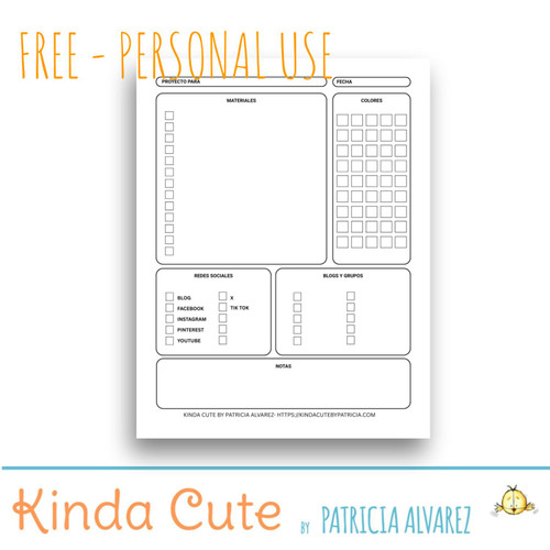 The Design Team Project Organizer. Free Template in Spanish.