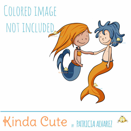 Mermaid friends digital stamp