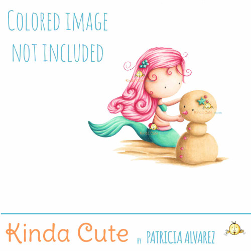 Christmas mermaid digital stamp