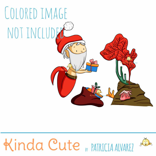 Santa Claus mermaid digital stamp