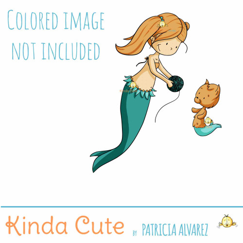 Mermaid and mercat digital stamp