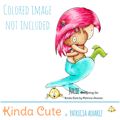 Mermaid and merdog digital stamp. Black and white only. Colored only for reference.