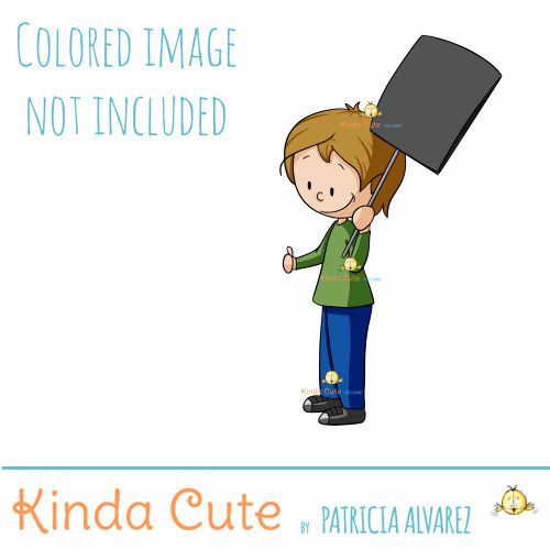 Boy with a sign digital stamp