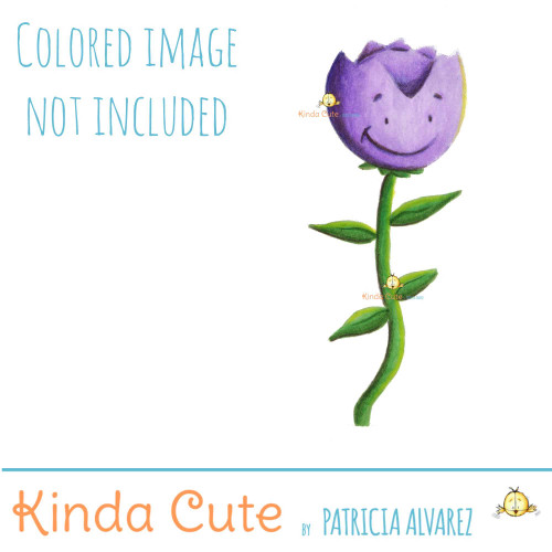 Happy Monster flower digital stamp