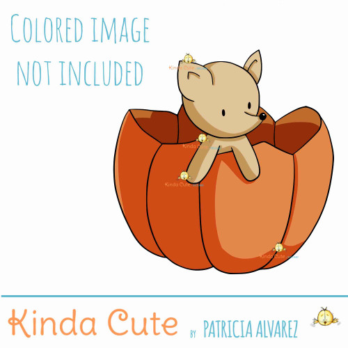 Fox in a pumpkin digital stamp