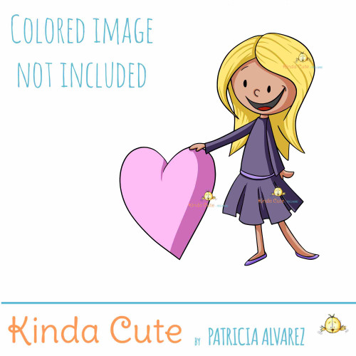 Girl with a heart digital stamp