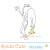 Hot dog waving digital stamp line art