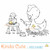 Cute Easter chicken and chick digital stamp for scrapbooking, planners, and handmade Easter cards