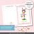 Example of how the Pink Easter card with an illustration of a girl in a fluffy bunny costume running with her Easter basket appear in the US letter file. The sentiment says Happy Easter with a beautiful script font. Instant download 5x7" card when folded.