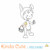 Cute little boy dressed as a bunny doing an Easter egg hunt digital stamp, perfect for holiday crafts