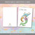 Printable get well soon card featuring a cute mermaid with a cast and a little fish signing it.