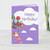 Girl with Balloons Purple Happy Birthday Card