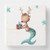 Turquoise and red Christmas reindeer mermaid Wooden Box Sign