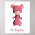 Simple Be Happy Pink Bear Cub Kids Nursery Decor