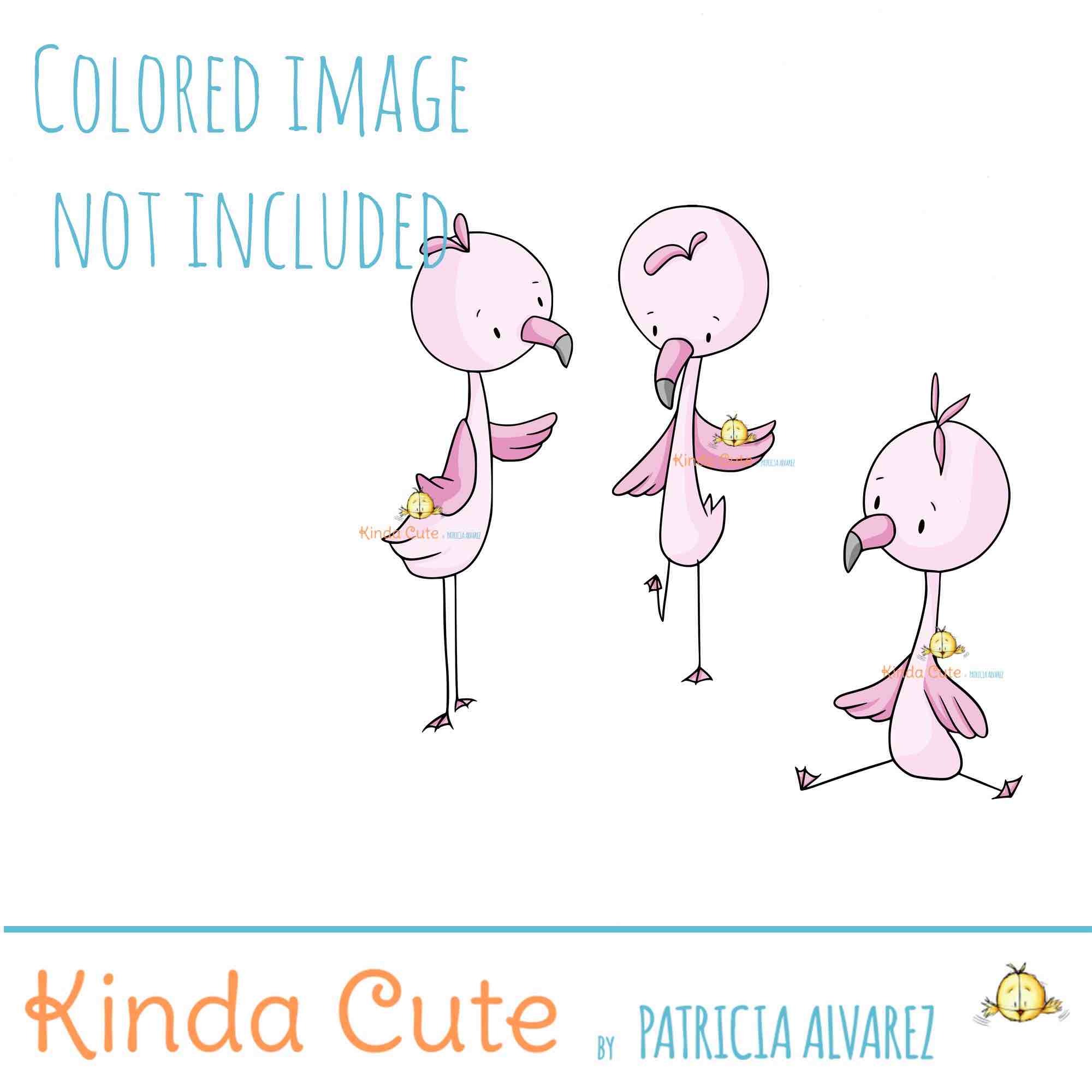 Flamingo digital stamp set