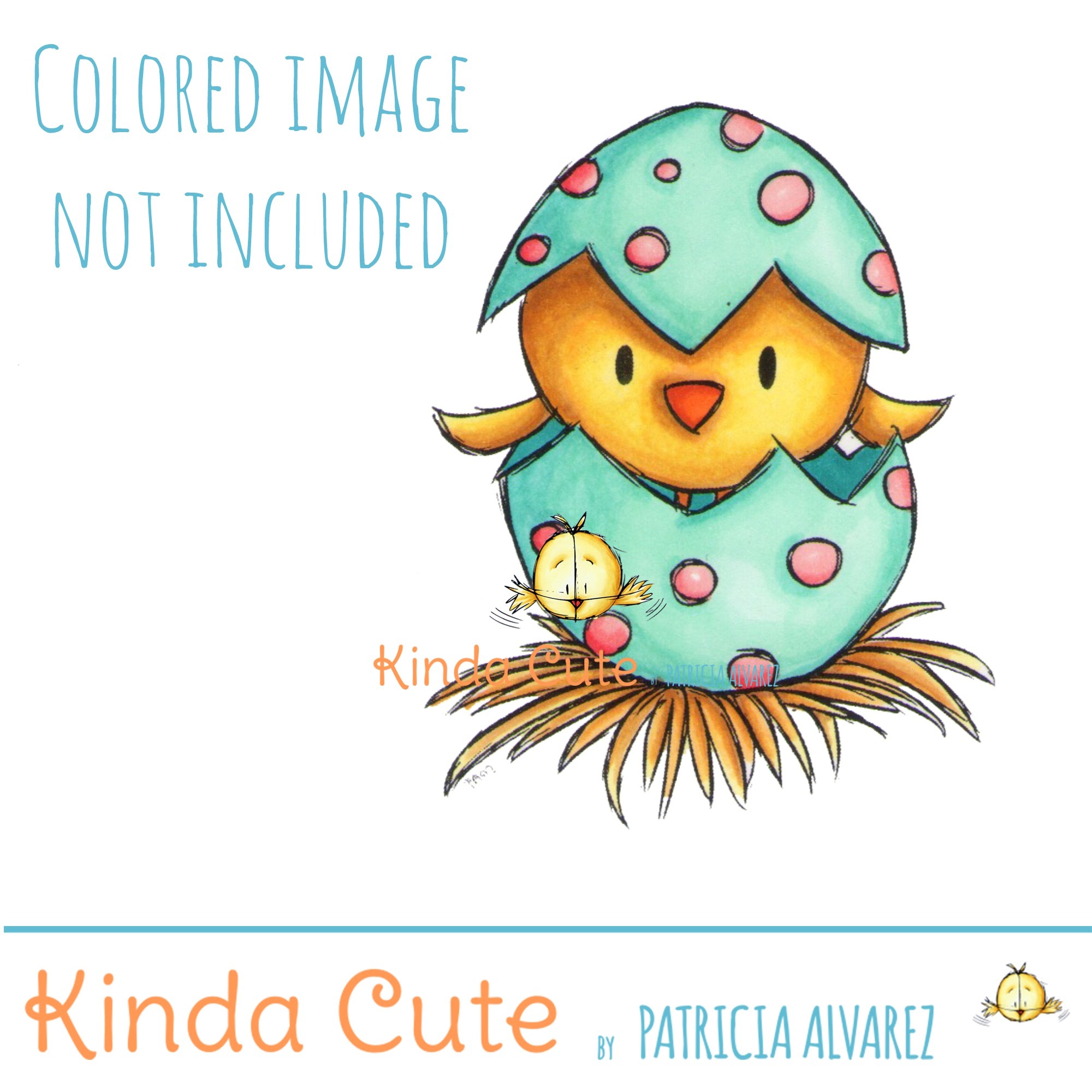 Easter bird digital stamp
