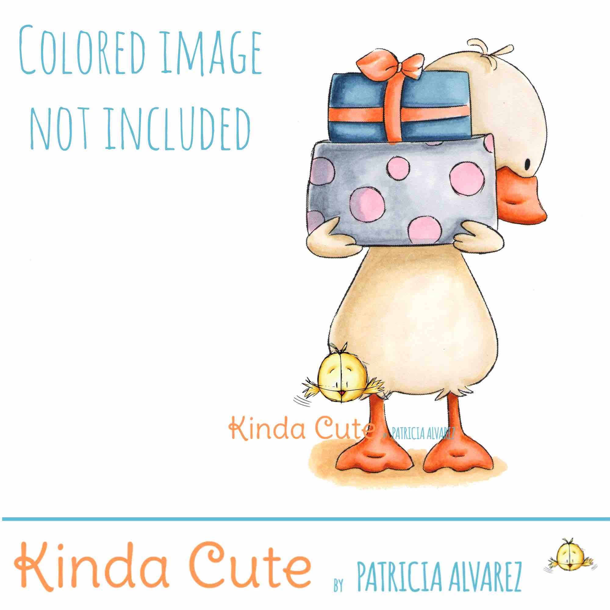 Duck with presents digital stamp