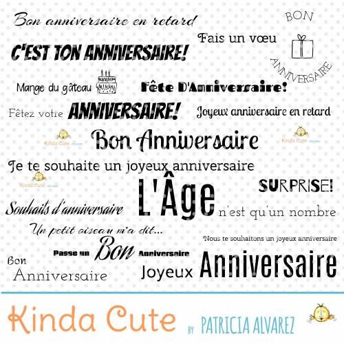 Birthday Sentiments Basics In French Digital Stamp Set Kinda Cute By Patricia Alvarez