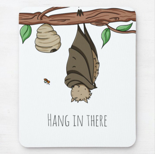 Hang in There Bat Sleeping Cartoon Mouse Pad - Kinda Cute by Patricia ...