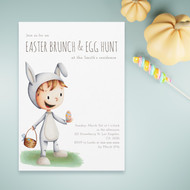 Cute Easter Bruch Egg Hunt Kid Bunny Invitation