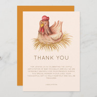 Cute Boho Watercolor Chicken Baby Shower Thank You Card