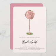 Cute Pink Flamingo Girl Baby Shower Invitation