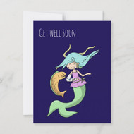 Cute Girly Mermaid Accident Get Well Soon Postcard