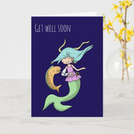 Cute Girly Mermaid Accident Get Well Soon Card