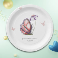Cute Watercolor Butterfly Baby Shower Paper Plates