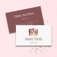Cute Watercolor Cake Bakery Business Card