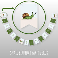 Cute Garden Snail Kids Happy Birthday Bunting Flags