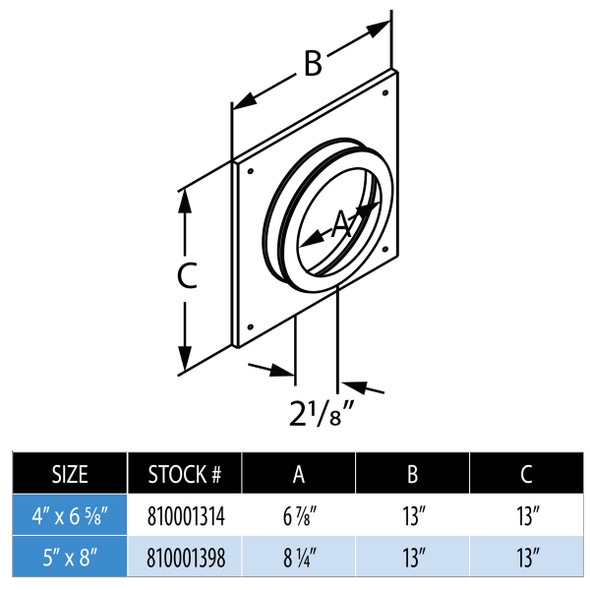 DirectVent Pro Ceiling Support/Wall Thimble Cover(4"x6 5/8"), alternate image 1