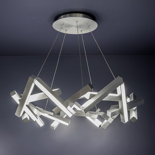 In stock! Discount Modern Forms Chaos LED Round Chandelier - Brushed Aluminum / Small: 34 in width In stock! Discount Modern Forms Chaos LED Round Chandelier - Brushed Aluminum / Small: 34 in width