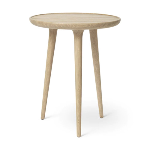 In stock! Discount Mater Accent Side Table - Matte Lacquered Oak - Medium 18 in dia x 22 in H