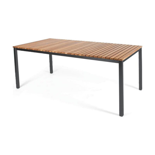 In stock! Discount Skargaarden Haringe Rectangle Dining Table Black Stainless Steel & Teak - 67 in